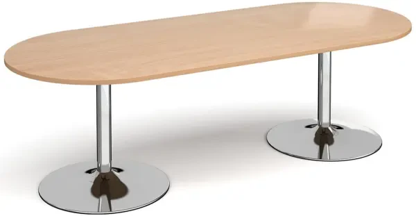 Dams Chrome Trumpet Base Radial End Boardroom Table 2400 x 1000mm - Beech