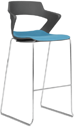 Elite Zen Sled Base Breakout Stool with Upholstered Seat