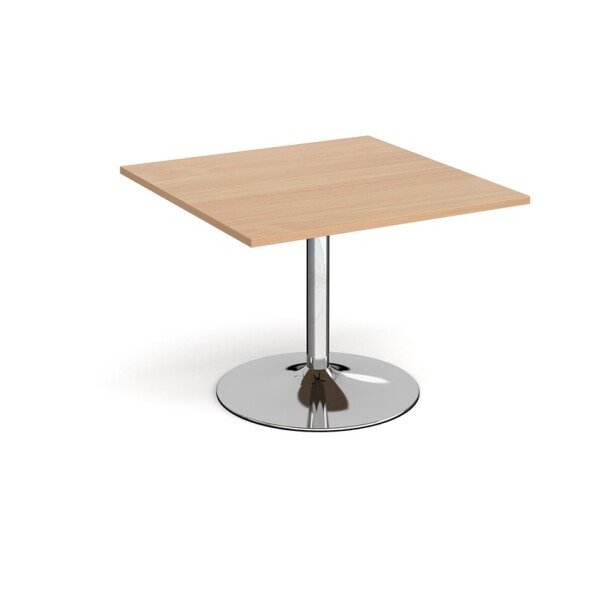 Dams Chrome Trumpet Base Square Boardroom Table 1000mm - Beech