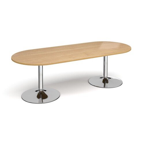 Dams Chrome Trumpet Base Radial End Boardroom Table 2400 x 1000mm