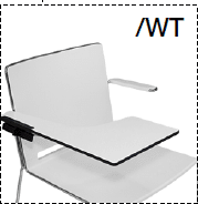 Elite Vice Versa Breakout Chair With White Frame, Writing Tablet & Upholstered Seat & Back