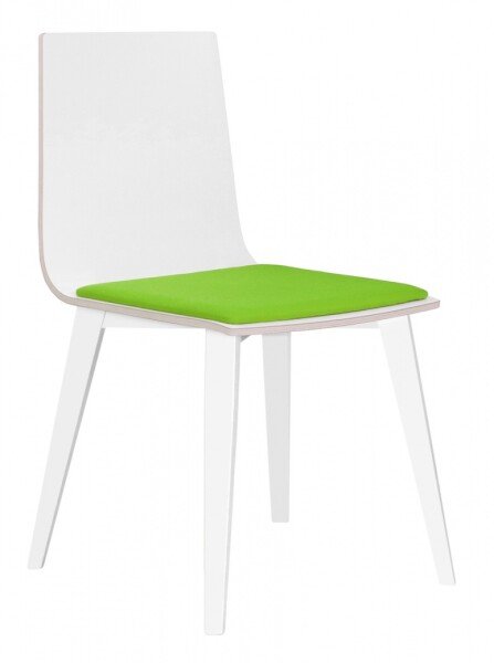 Elite Multiply Breakout Wooden Frame Chair with White Shell & Upholstered Seat Pad - Beech Leg